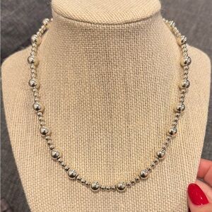 Sterling Silver 925 STG Round Ball Bead Beaded Necklace
